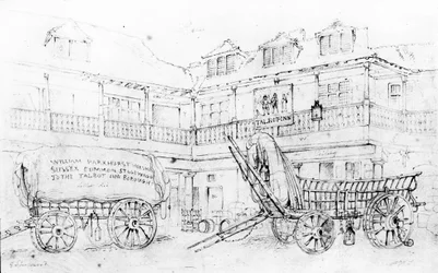 Herberg Binnenplaats van de Talbot Inn, Southwark, 1810